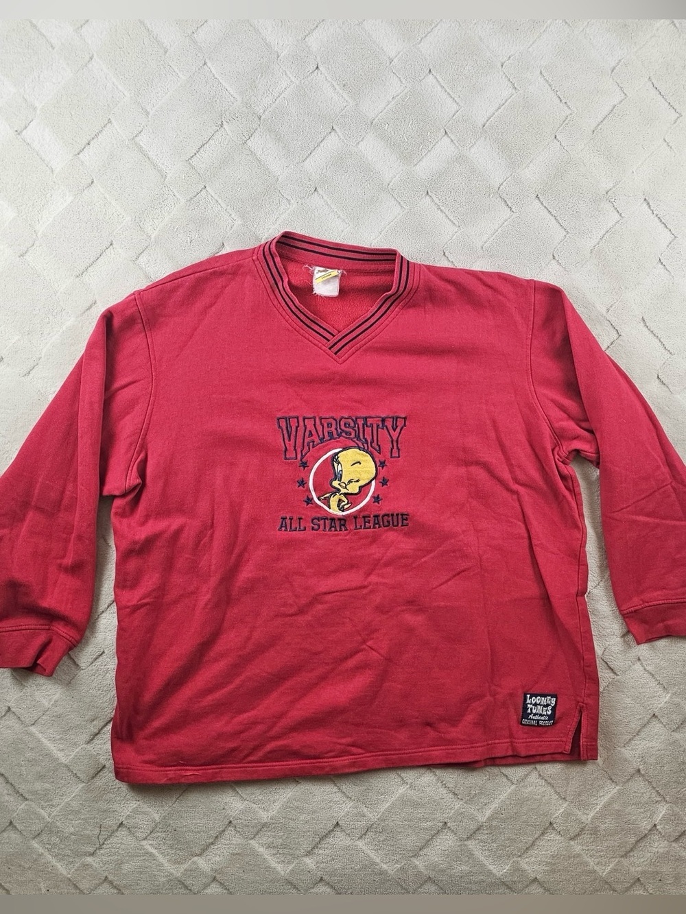 Vintage Y2k 2000 Looney Tunes Sweatshirt Womens 2XL Red Pull Over